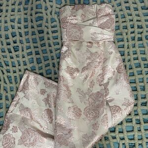 Lulu's Strapless Floral Dress in Pink and Cream